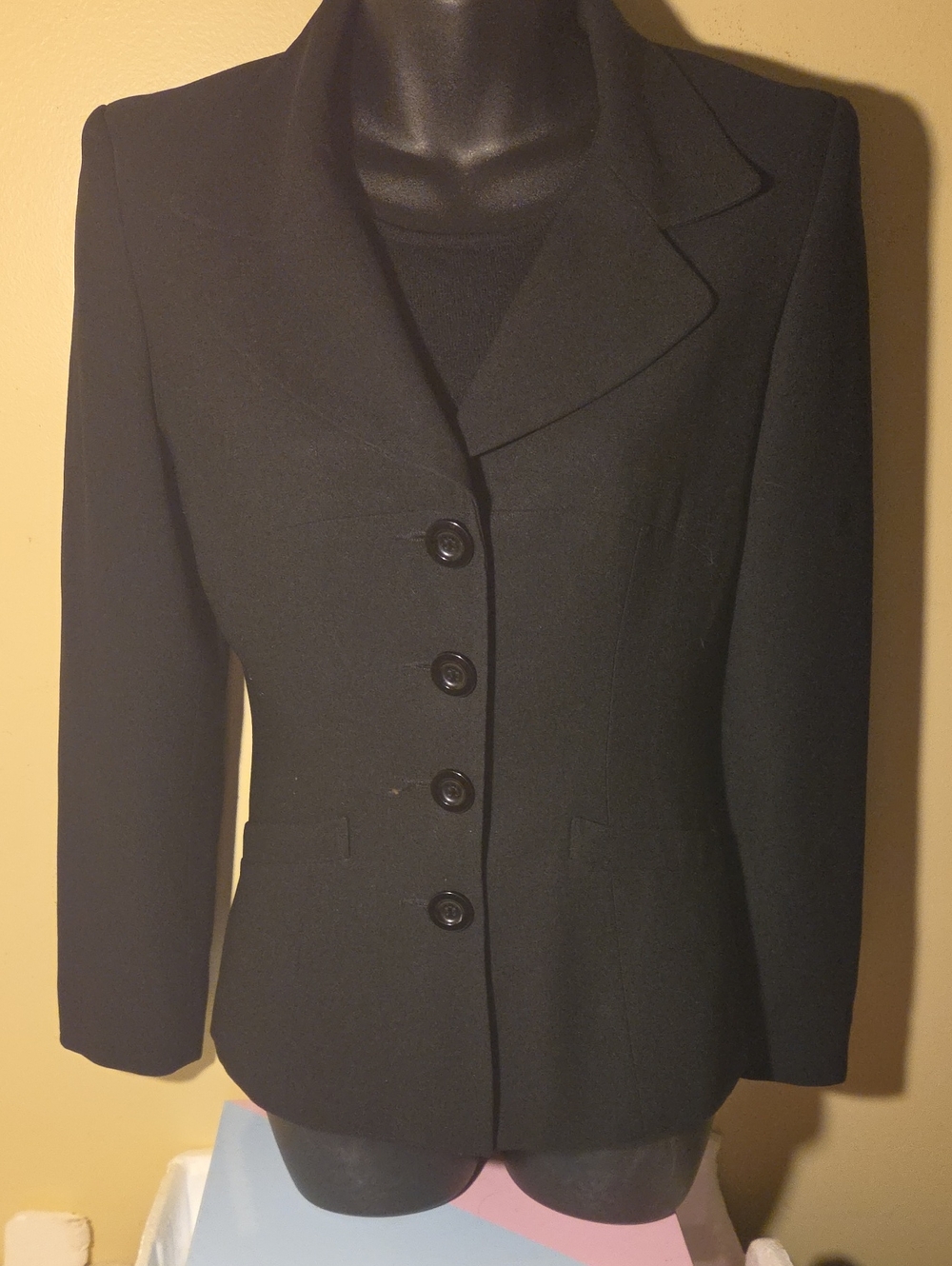 Bebe,black,button,blazer.Has a crepe material feel to it! jacket/blazer.
